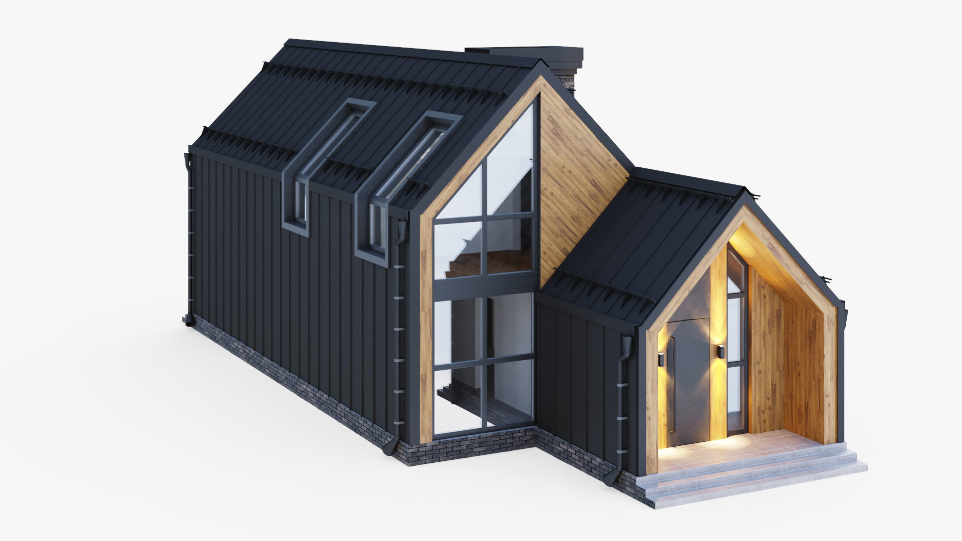 Barnhouse with stained glass windows 3D model_10