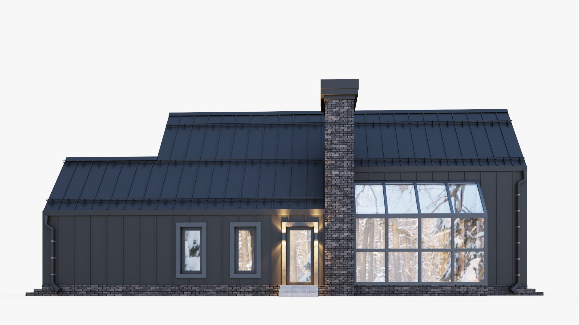 Barnhouse with stained glass windows 3D model_7