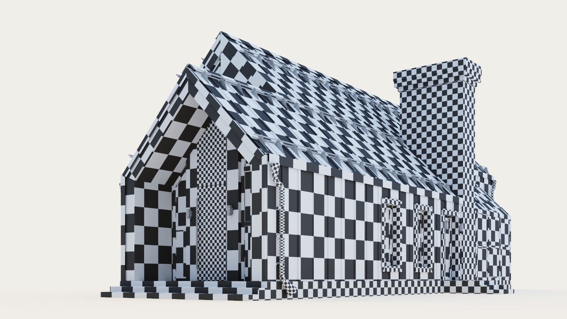 Barnhouse with stained glass windows 3D model_23