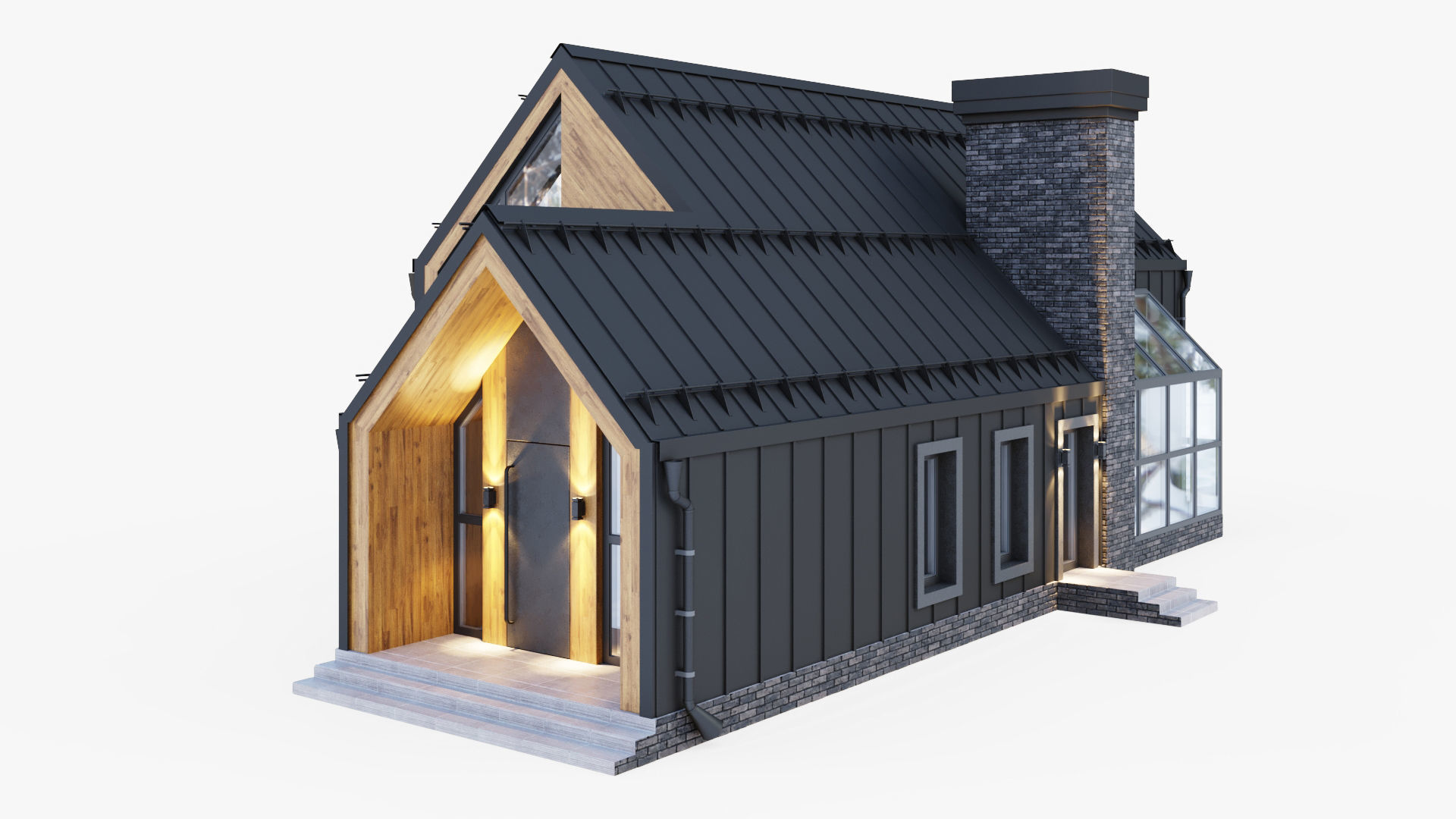 Barnhouse with stained glass windows 3D model_11