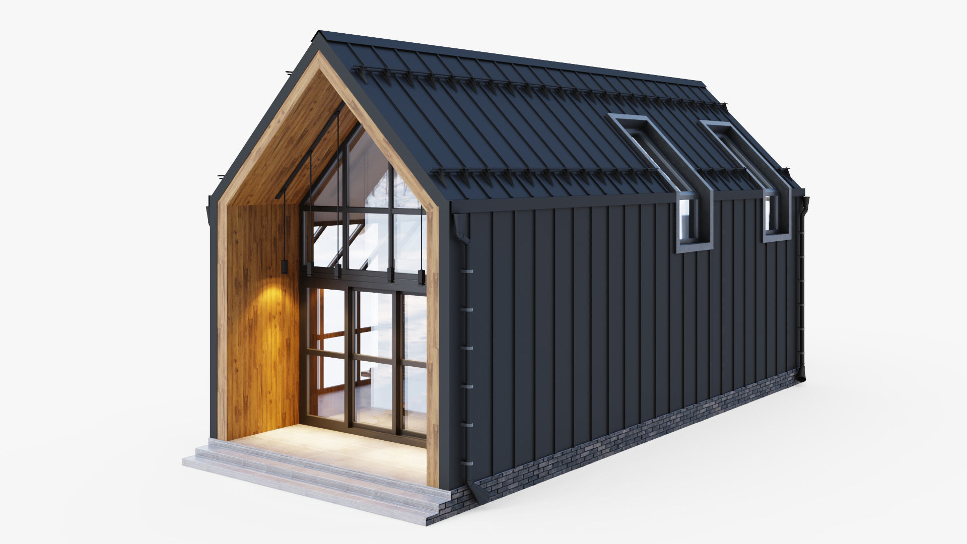 Barnhouse with stained glass windows 3D model_9