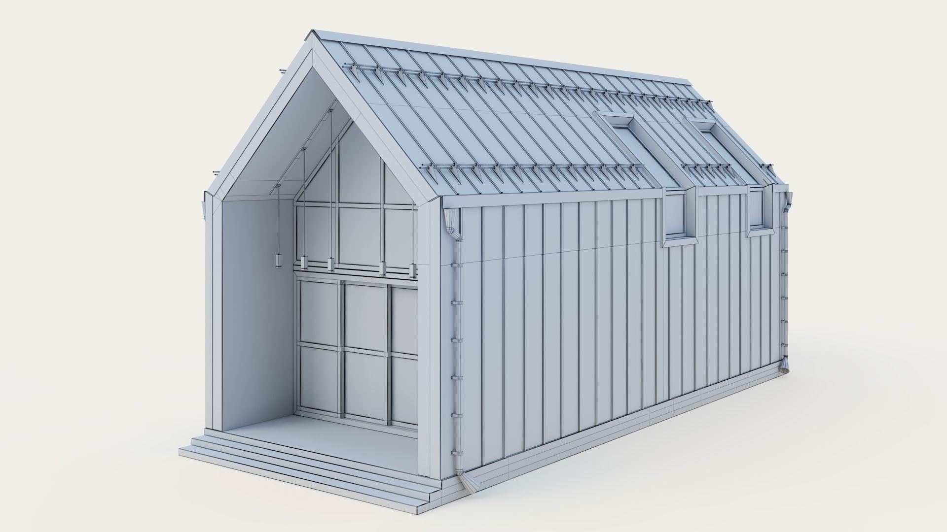 Barnhouse with stained glass windows 3D model_42