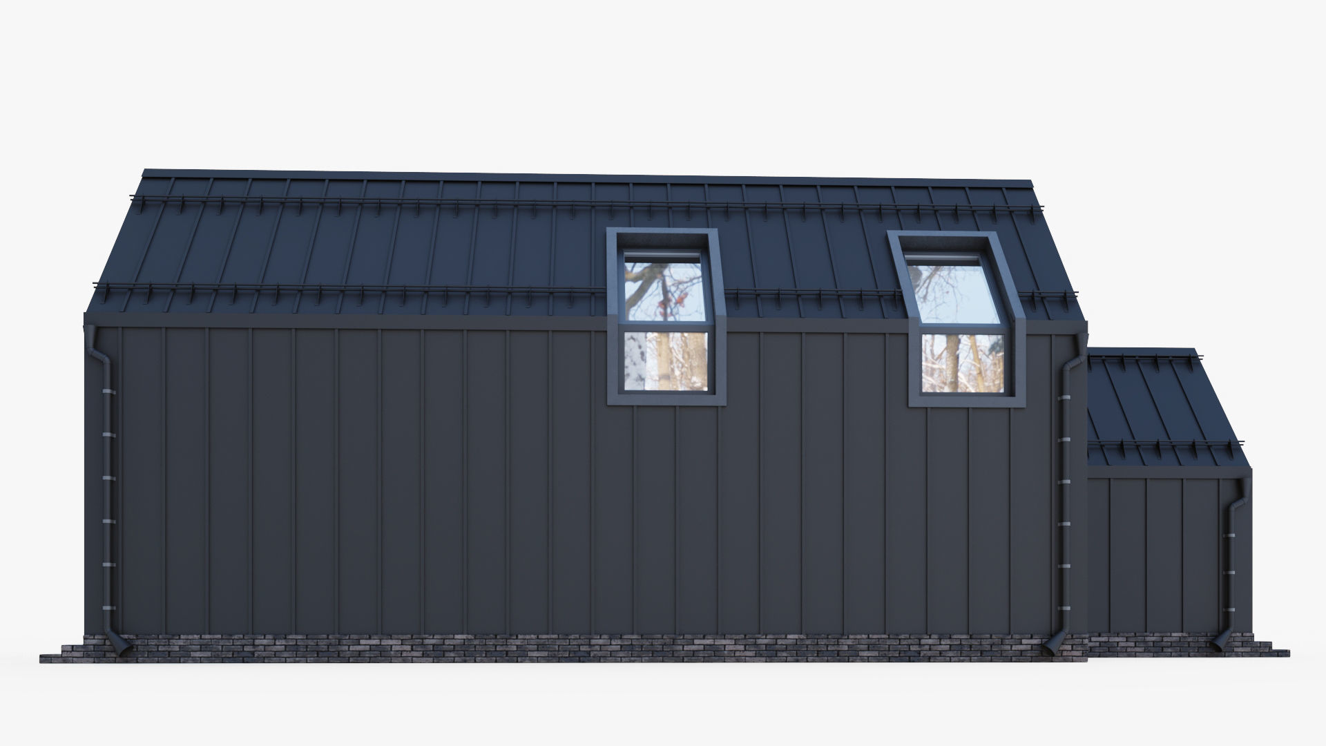 Barnhouse with stained glass windows 3D model_3