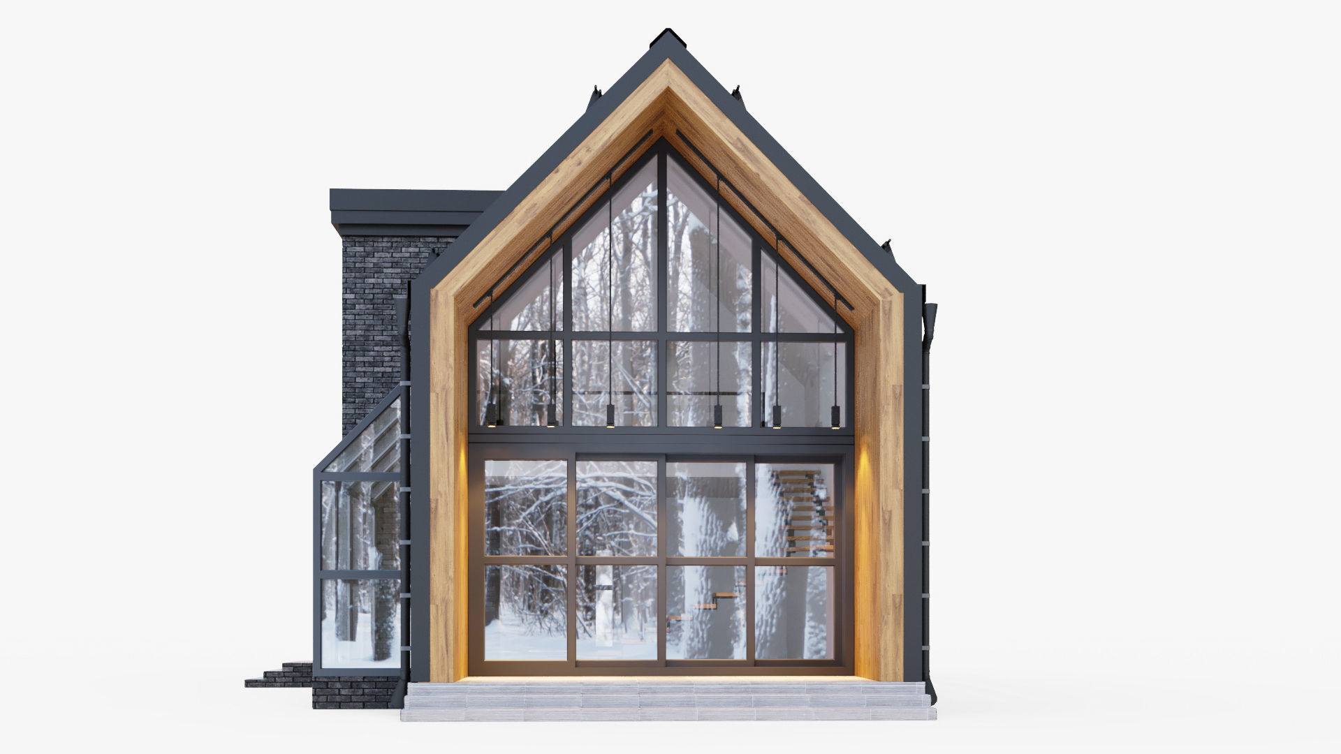 Barnhouse with stained glass windows 3D model_1