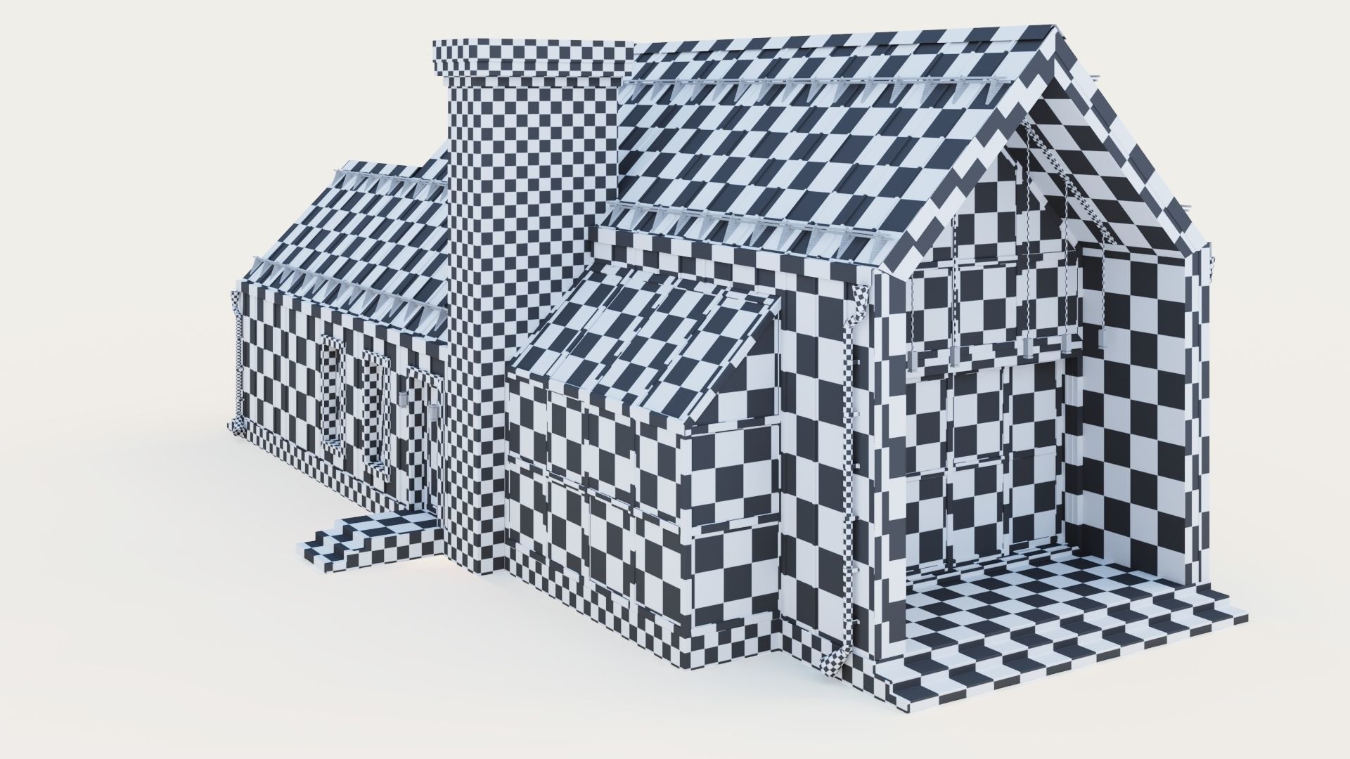 Barnhouse with stained glass windows 3D model_25