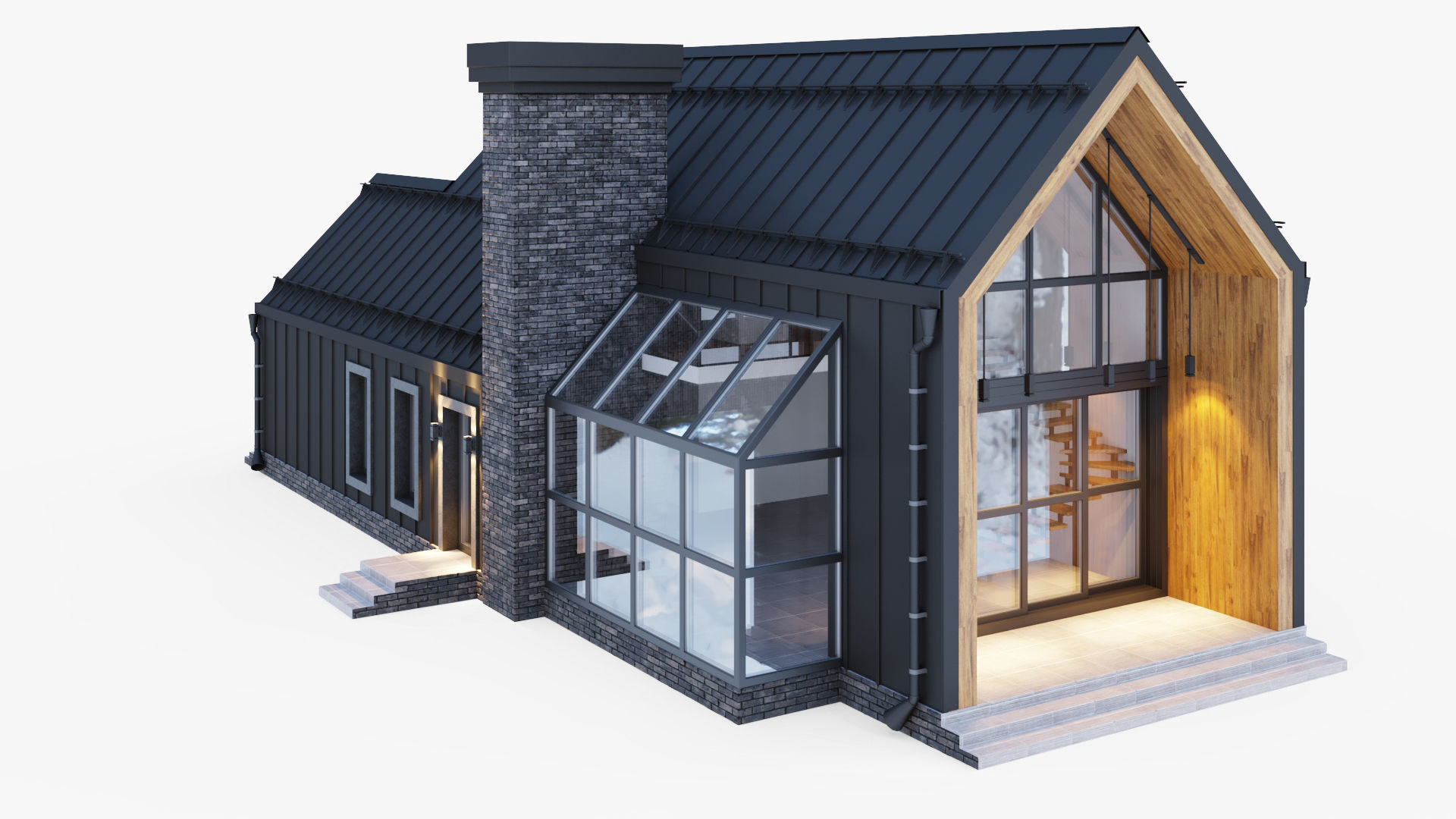 Barnhouse with stained glass windows 3D model_8