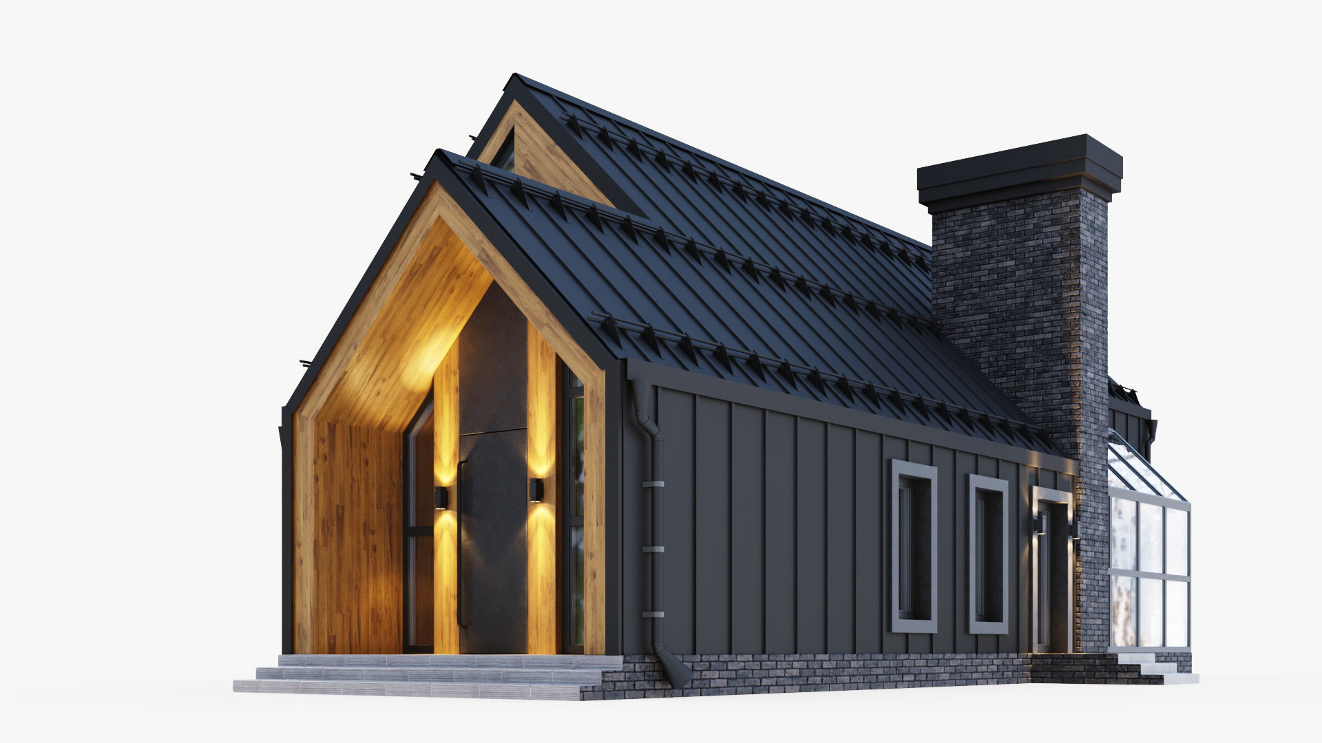 Barnhouse with stained glass windows 3D model_6