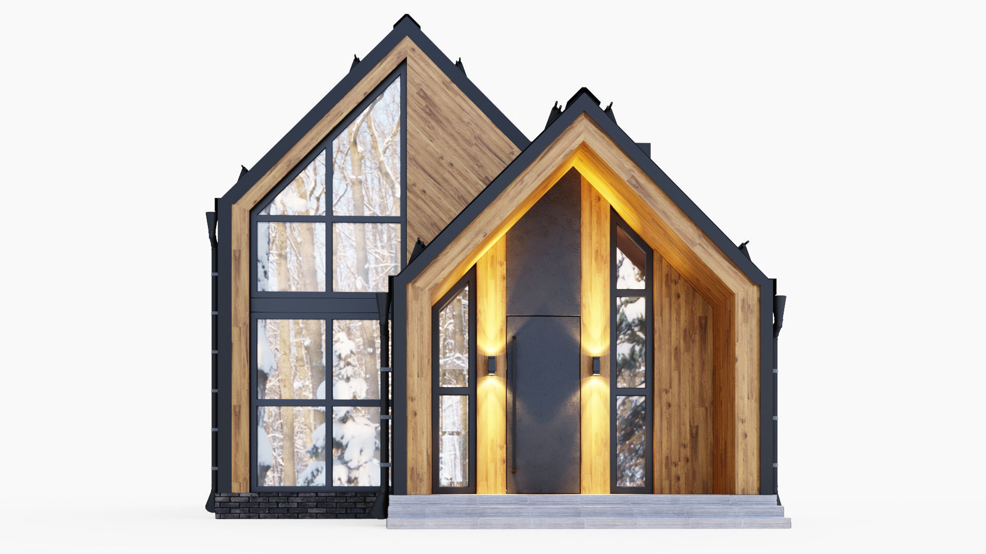 Barnhouse with stained glass windows 3D model_5