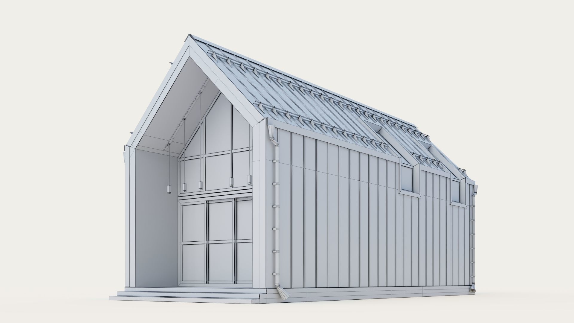 Barnhouse with stained glass windows 3D model_35