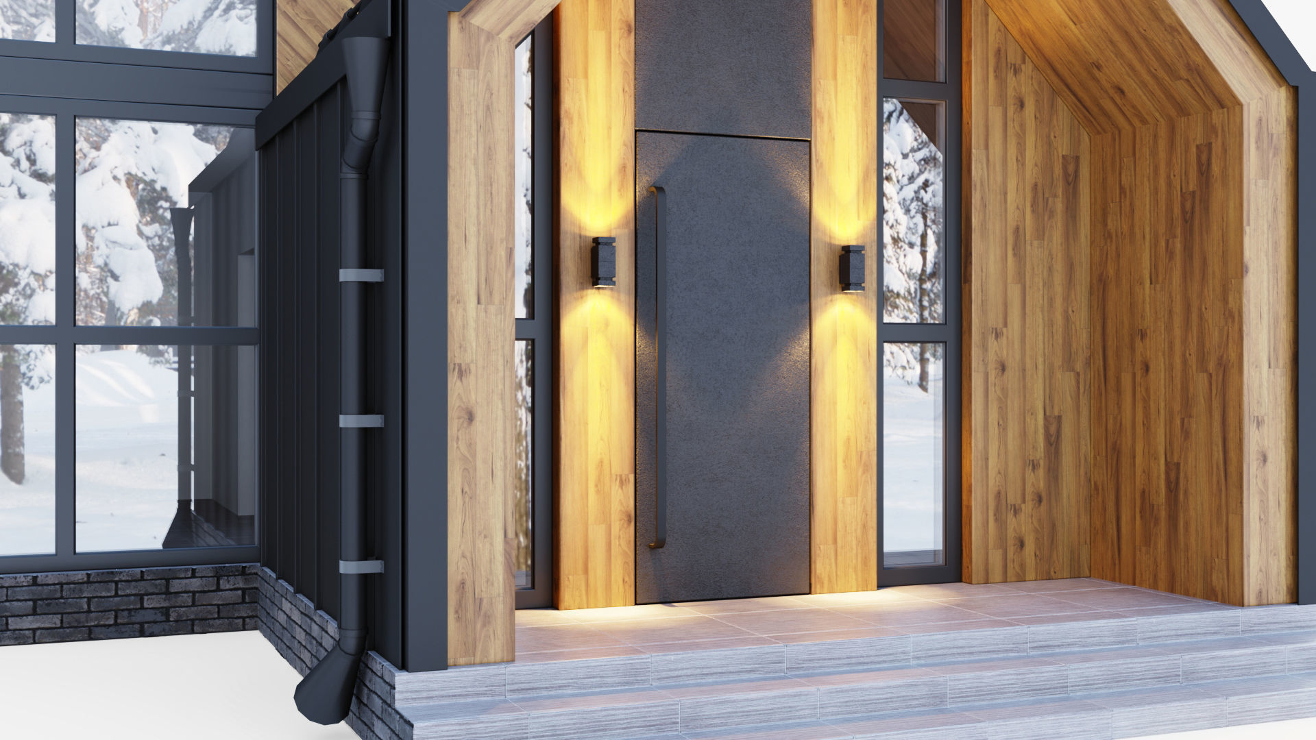 Barnhouse with stained glass windows 3D model_12