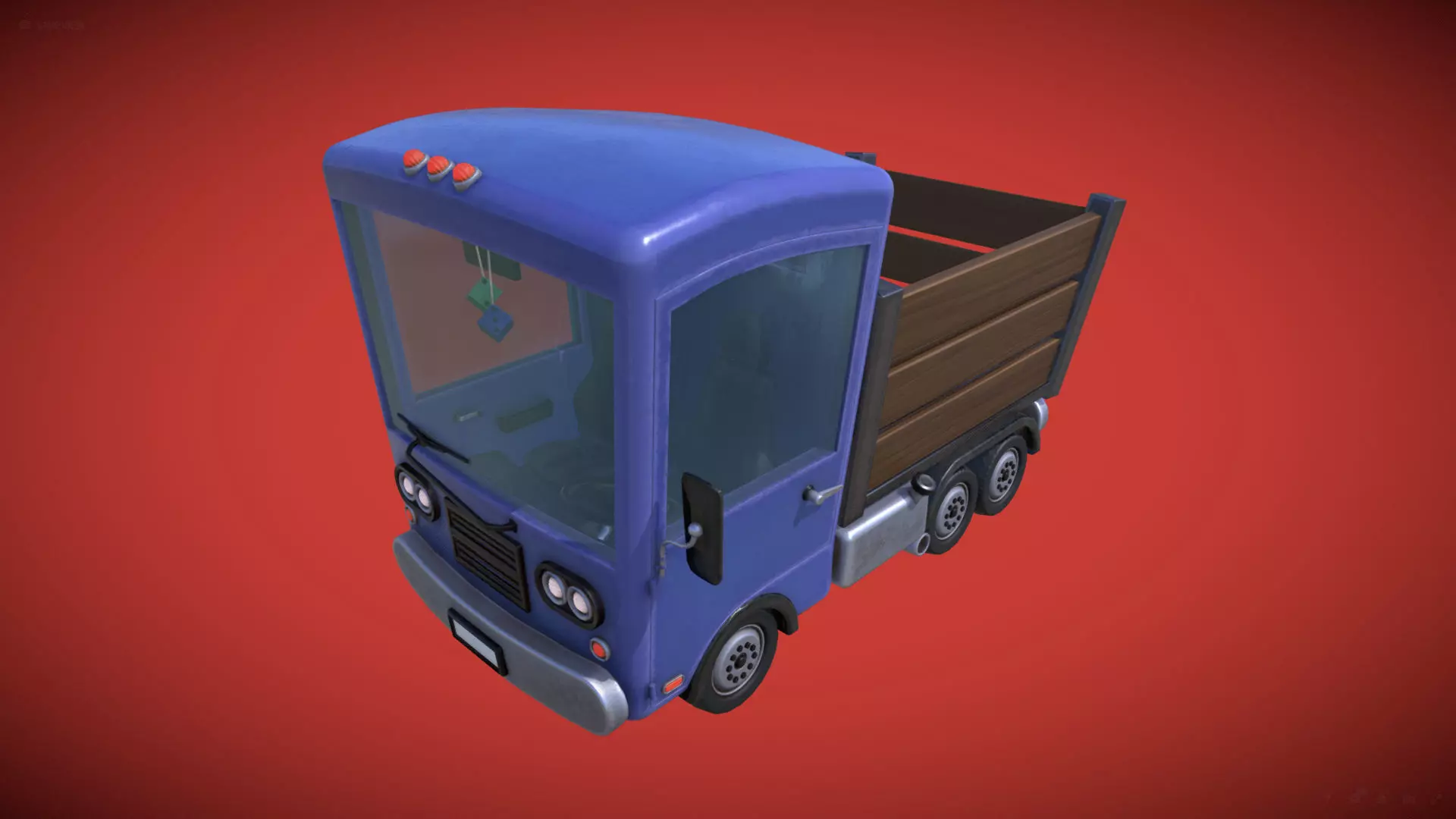 Stylized Trunk Truck Low-poly 3D model_0