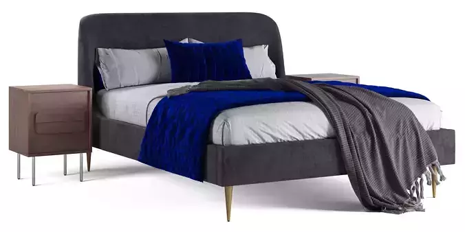 Lana Upholstered Bed 02 Westelm 3D model
