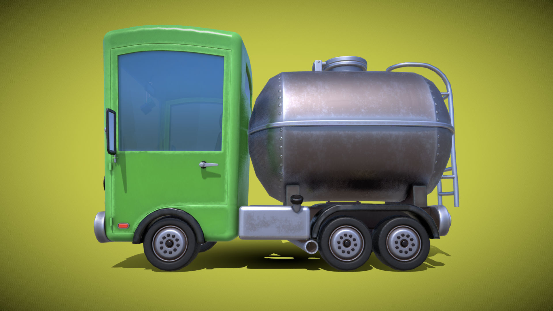 Stylized Gasoline Truck Low-poly 3D model_2