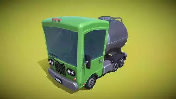Stylized Gasoline Truck Low-poly 3D model