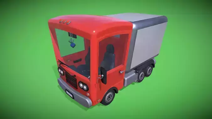 Stylized Box Truck Low-poly 3D model