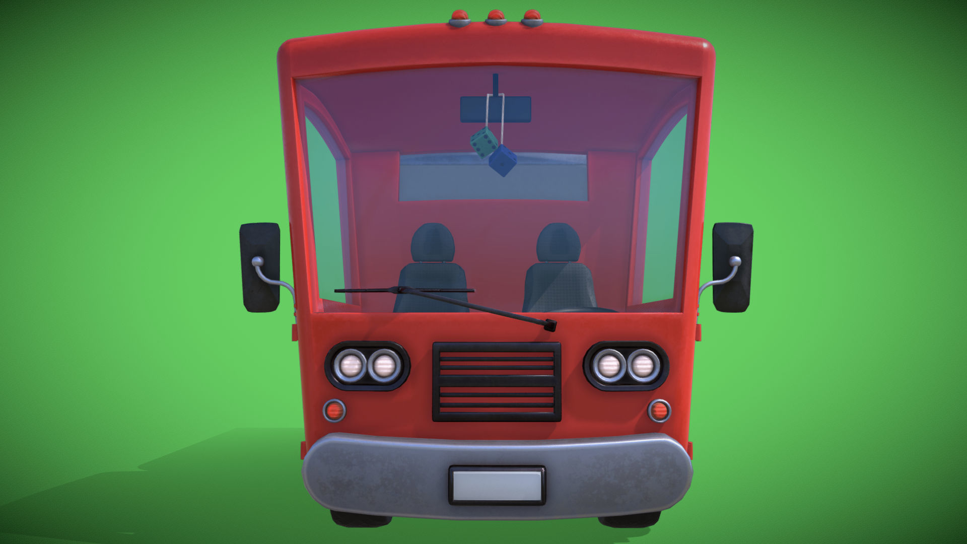 Stylized Box Truck Low-poly 3D model_6