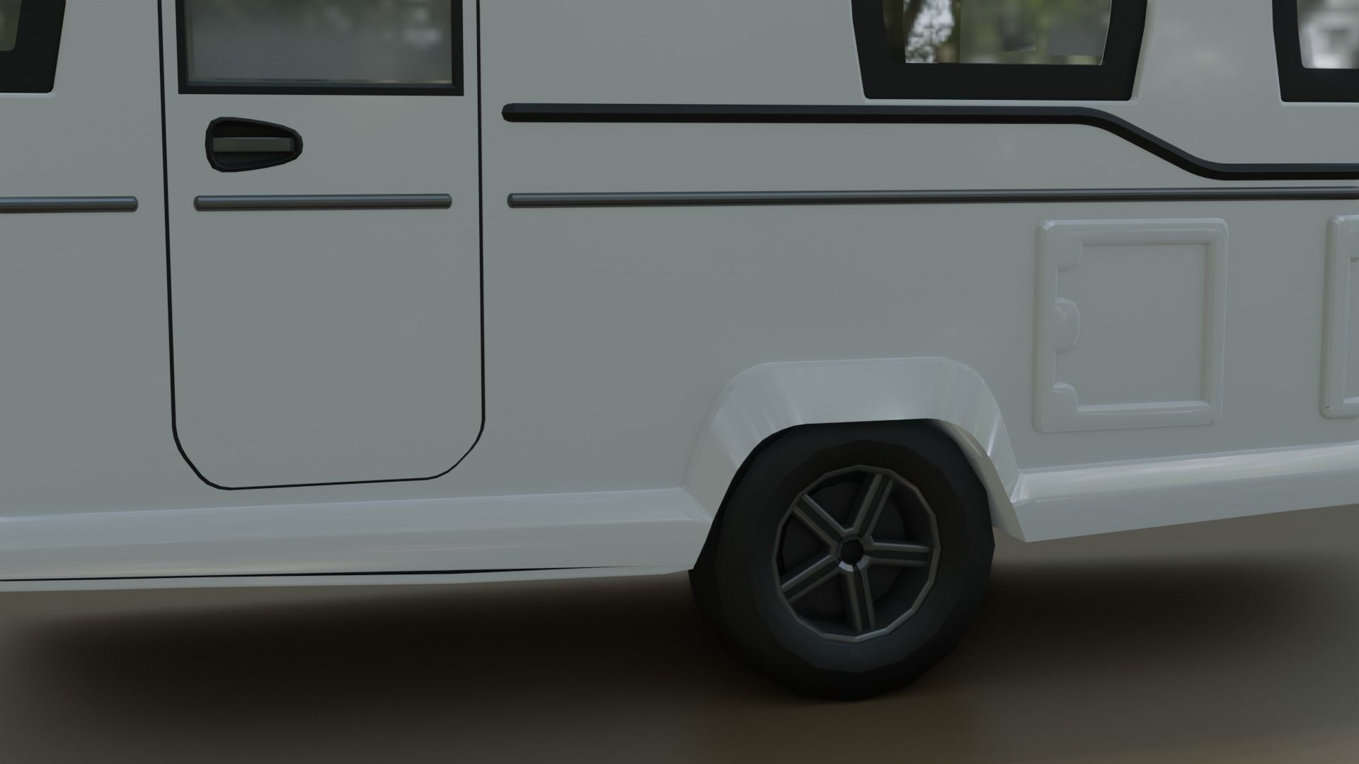 Caravan low poly tail light 3D model_1