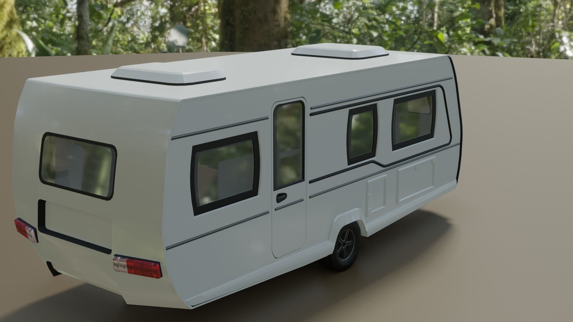 Caravan low poly tail light 3D model_2