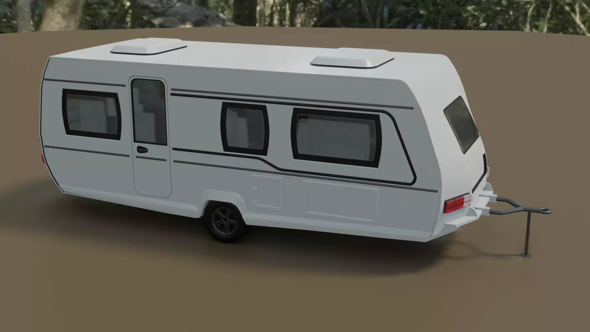 Caravan low poly tail light 3D model_0