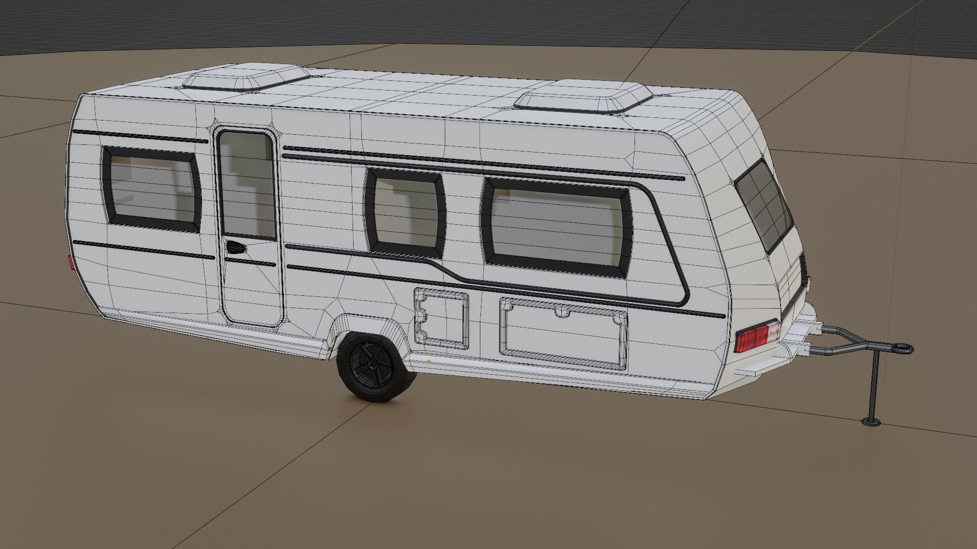Caravan low poly tail light 3D model_4