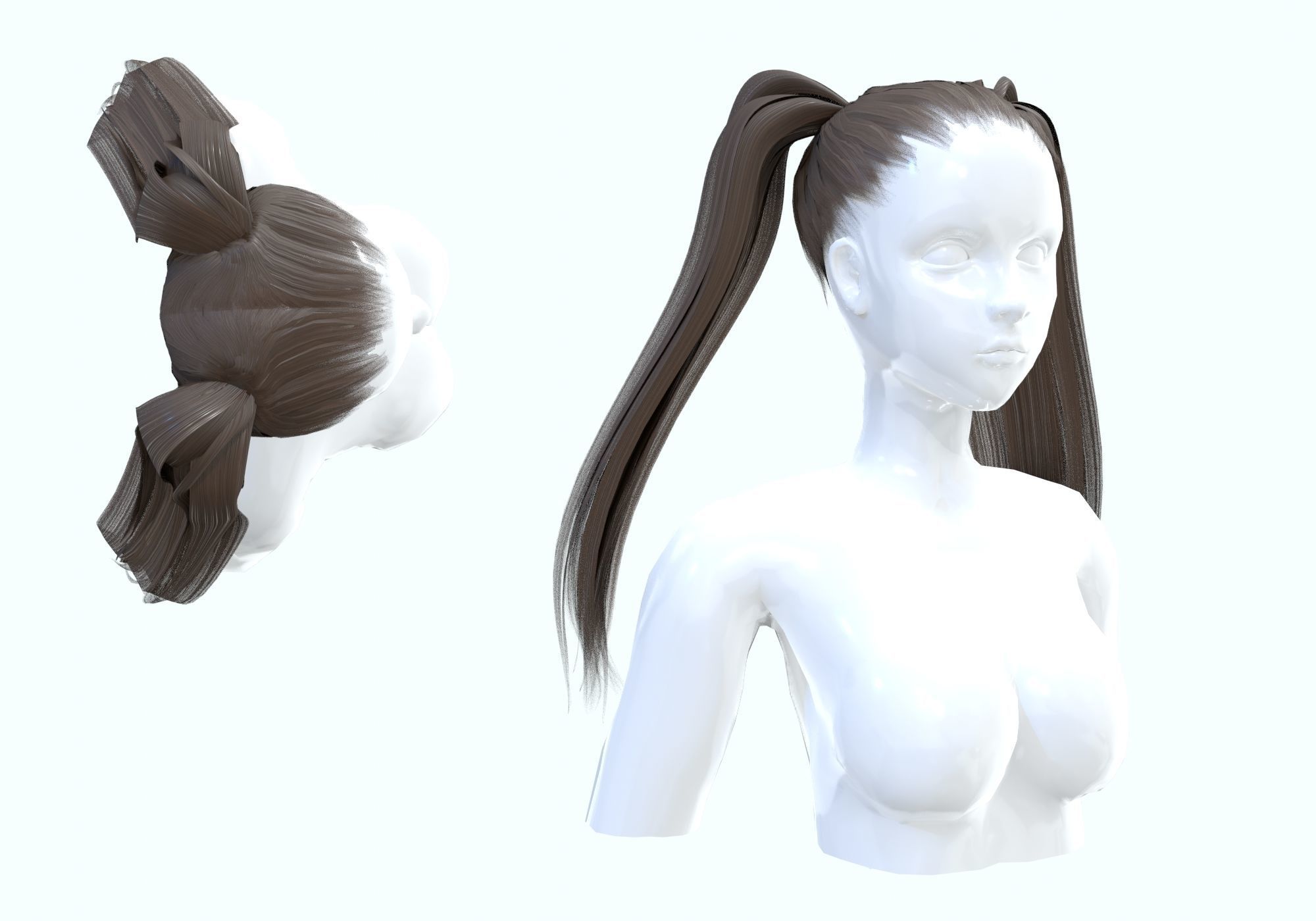 Two Ponytails Hairstyle 3D model_1