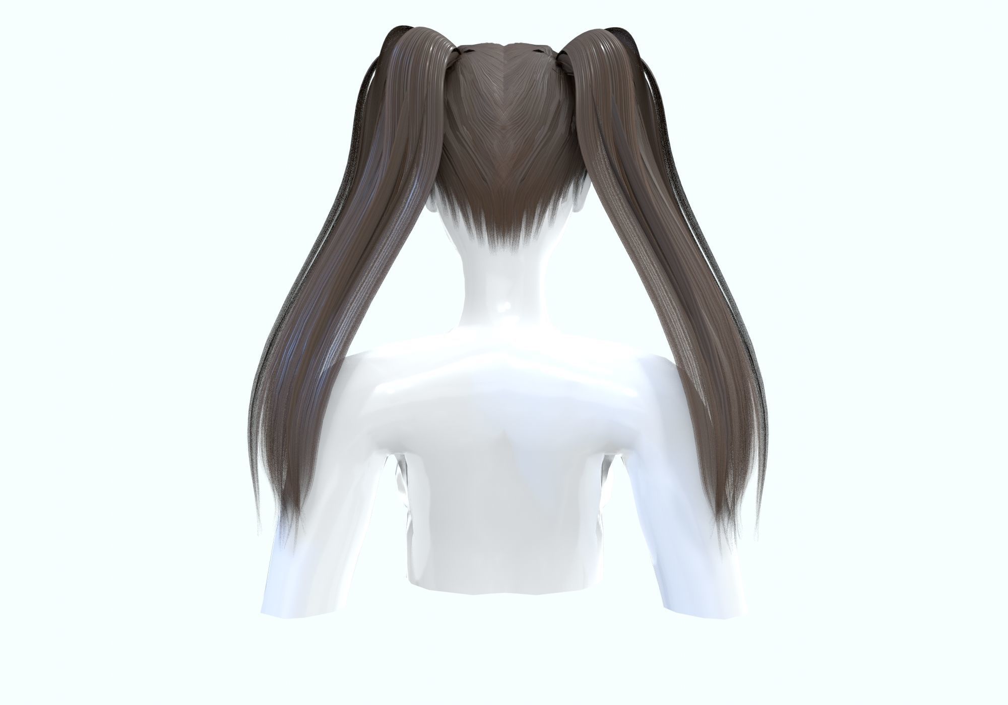 Two Ponytails Hairstyle 3D model_4