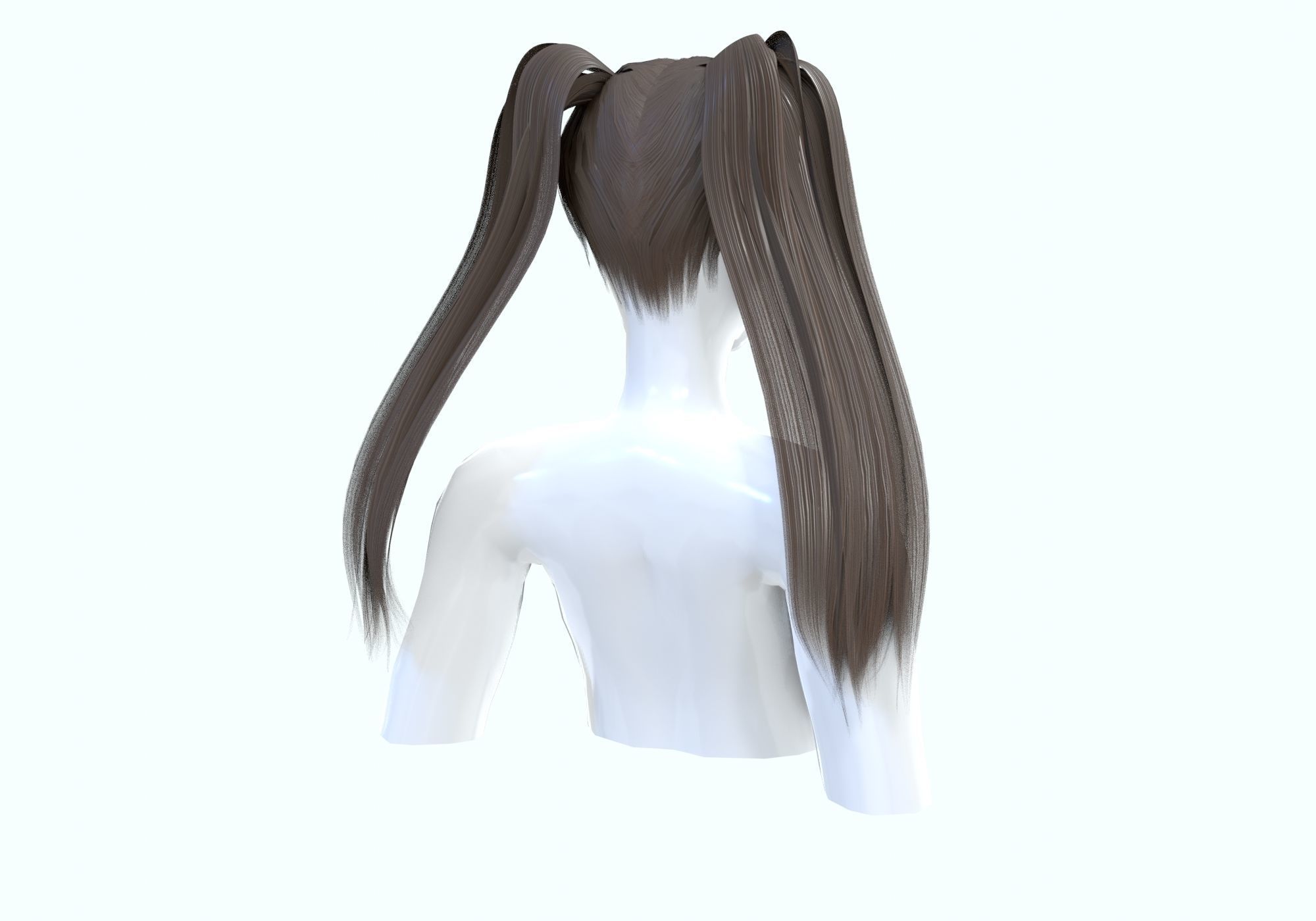 Two Ponytails Hairstyle 3D model_3