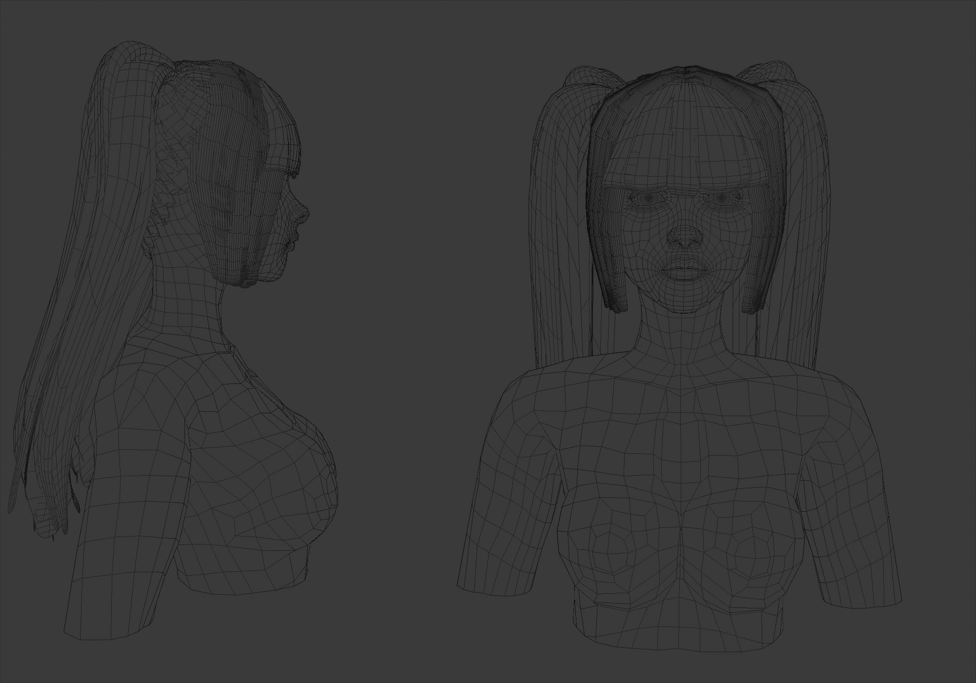 Two Pigtails Hairstyle  3D model_5