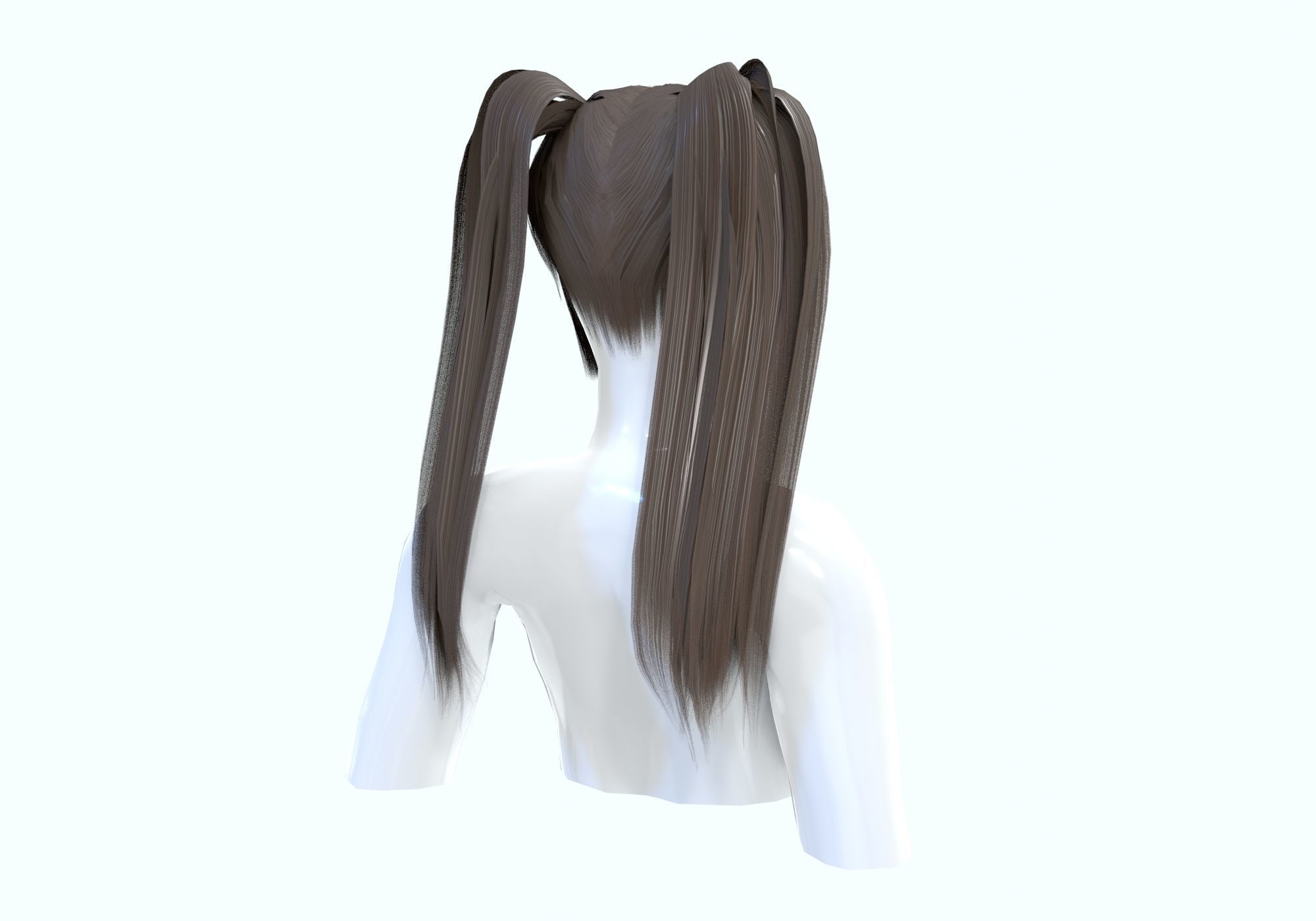 Two Pigtails Hairstyle  3D model_3