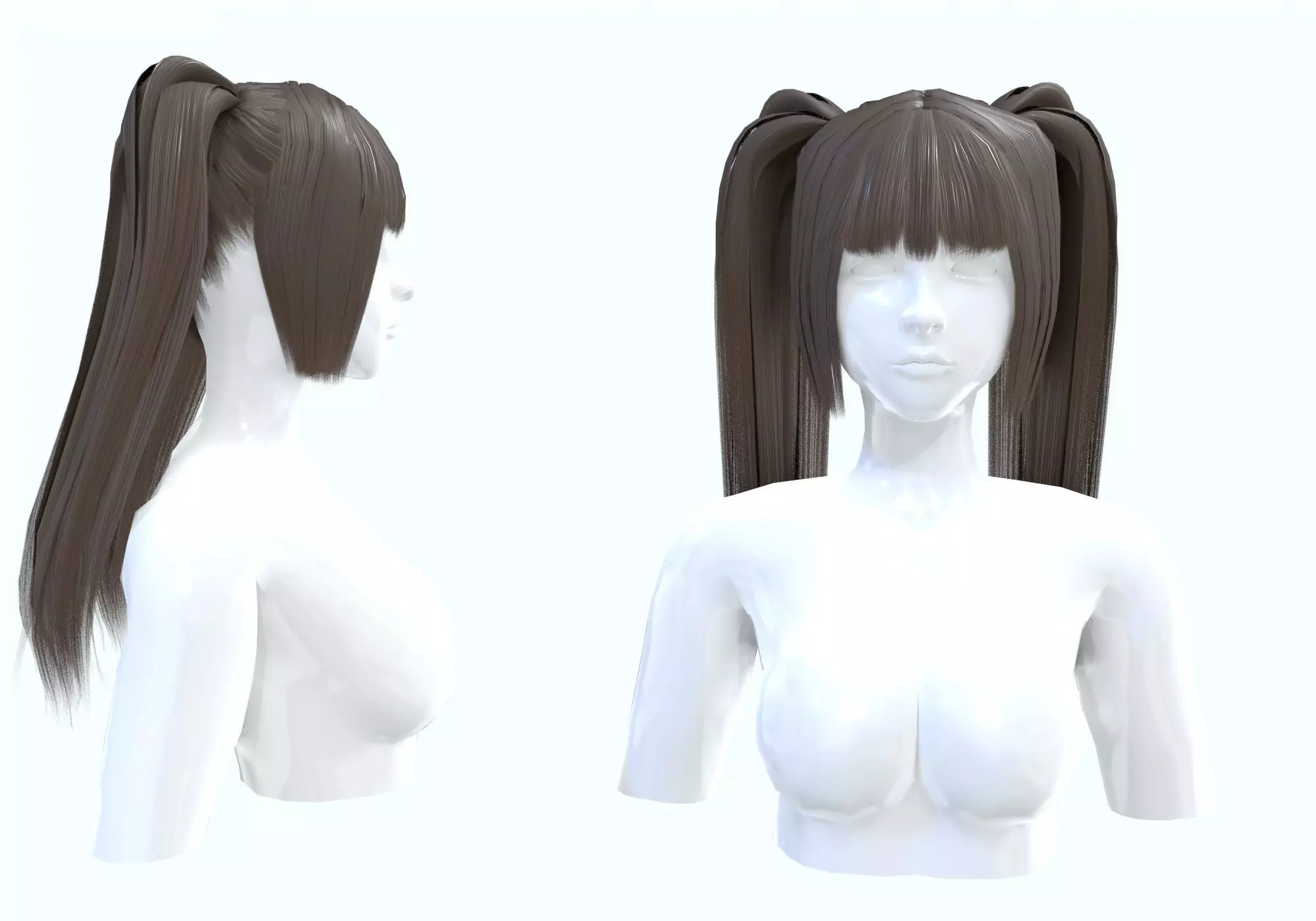 Two Pigtails Hairstyle  3D model_0