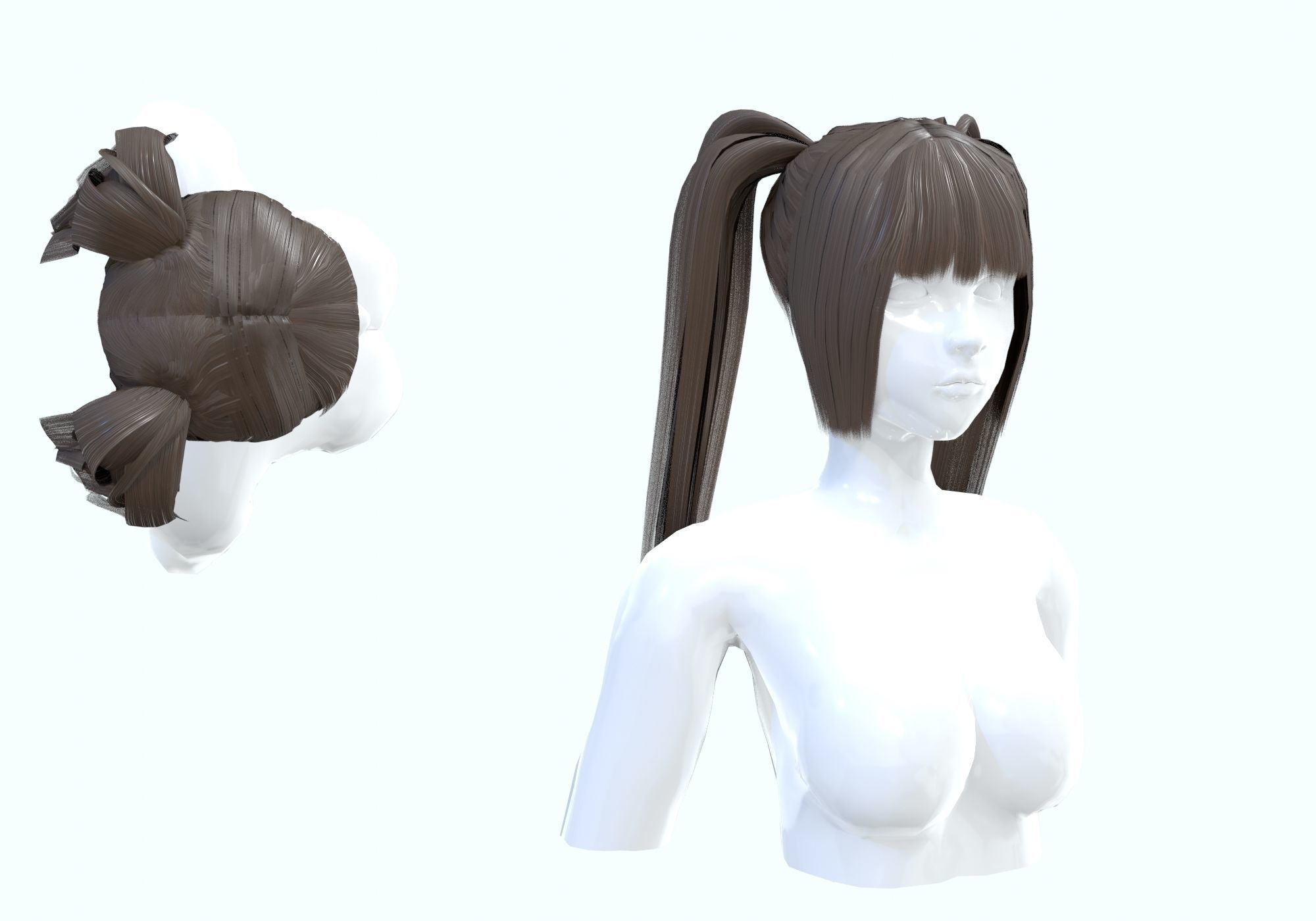 Two Pigtails Hairstyle  3D model_1