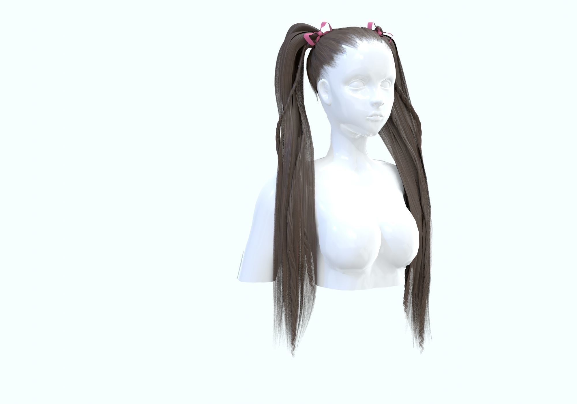 Stylized Female Hairstyle 3D model_1