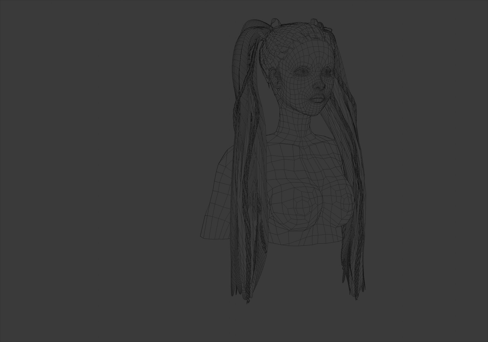 Stylized Female Hairstyle 3D model_6