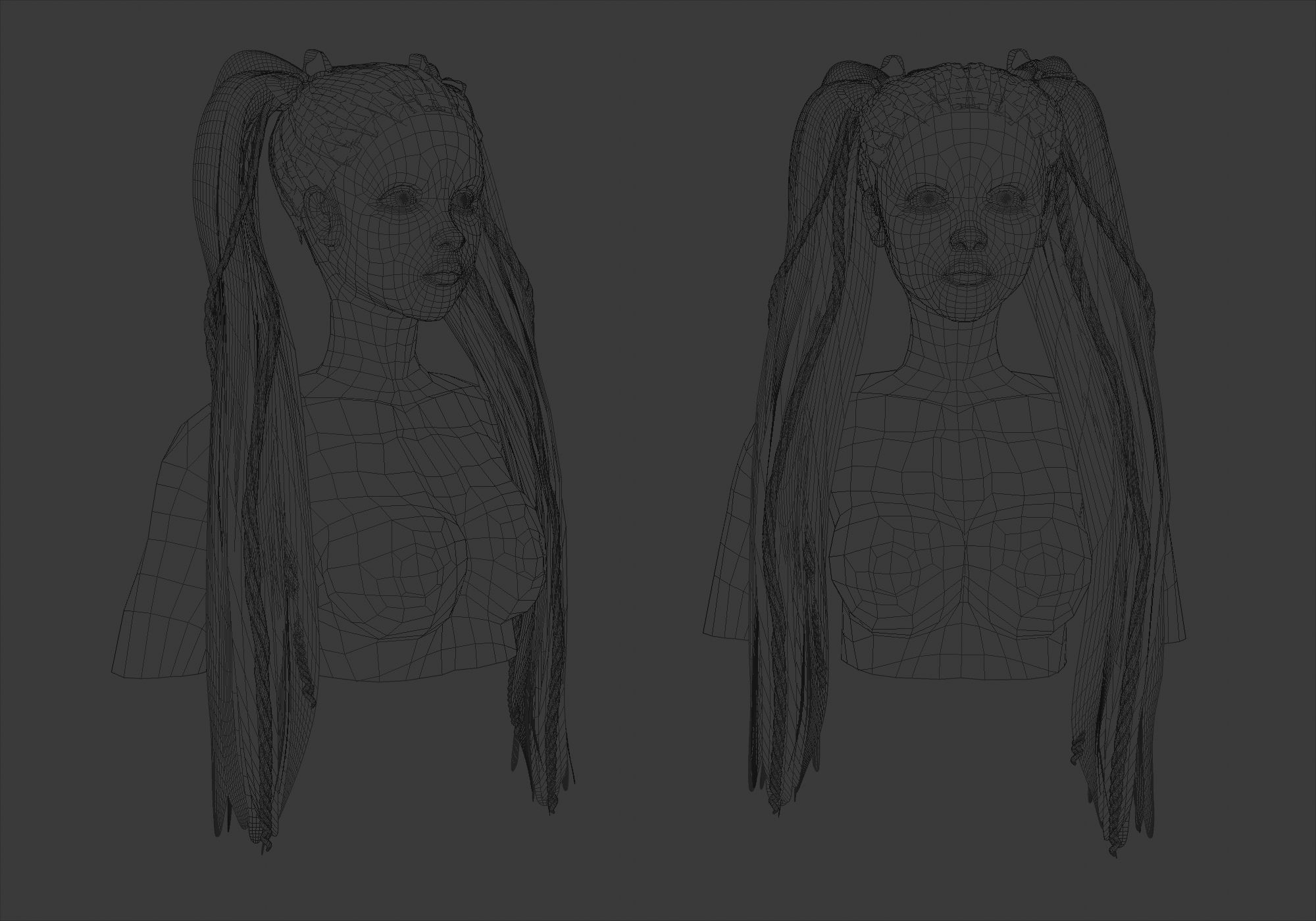 Stylized Female Hairstyle 3D model_5