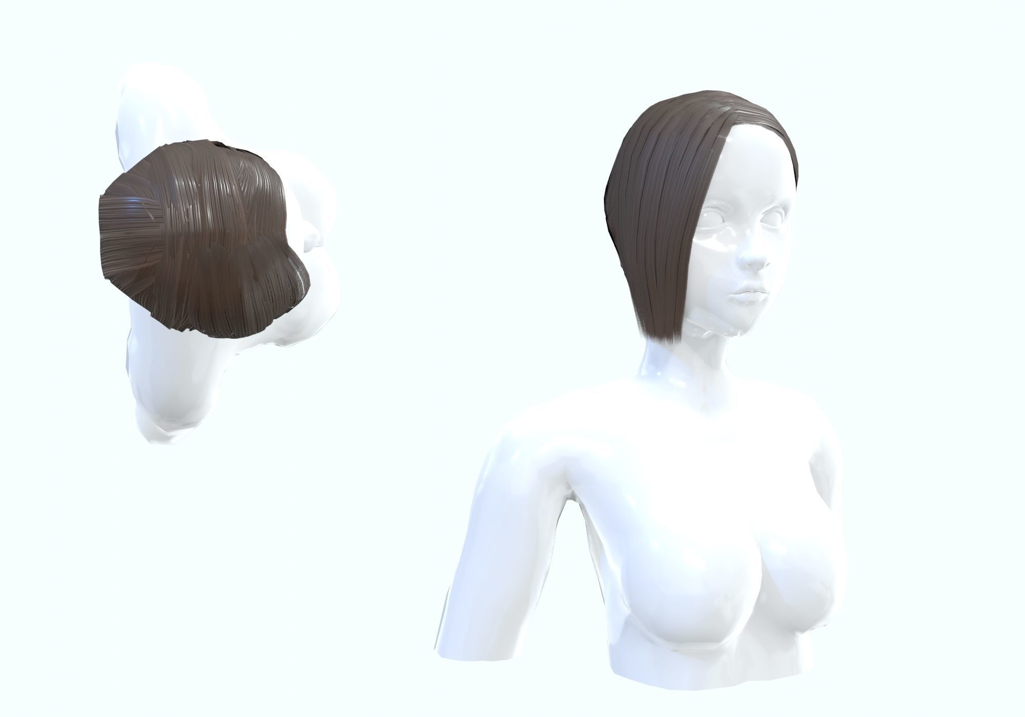 Side Bangs Hairstyle 3D model_1