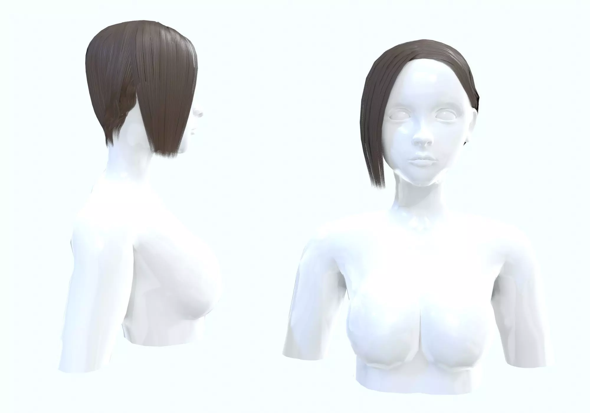 Side Bangs Hairstyle 3D model_0