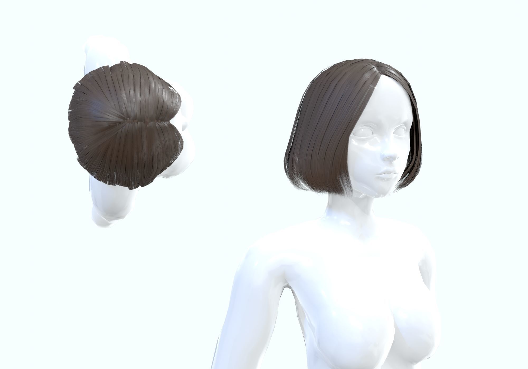 Short Bob Hairstyle  3D model_1