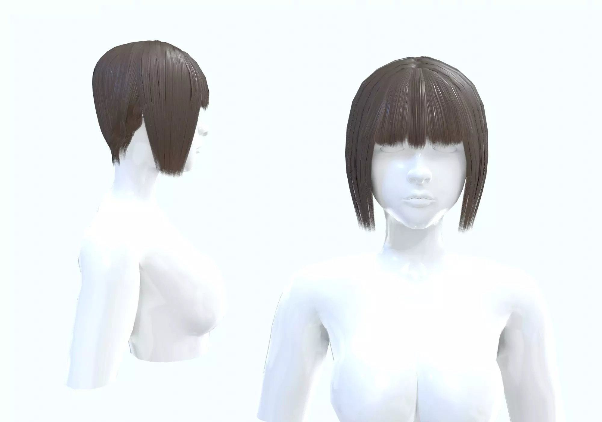 Short Bangs Hairstyle 3D model_0