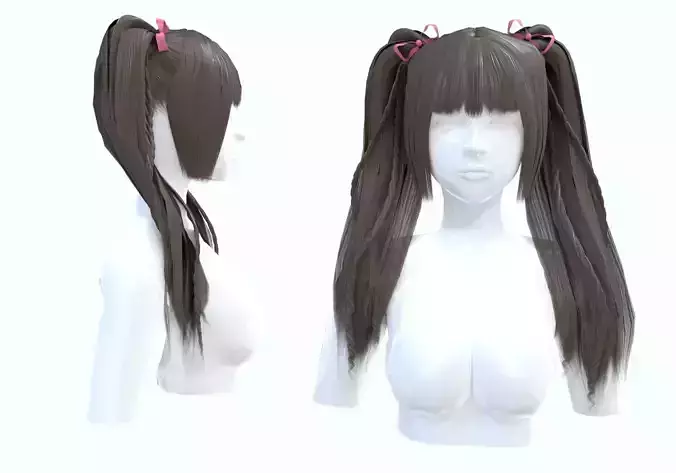 Ponytails Female Hairstyle 3D model Ponytails Female Hairstyle 3D model