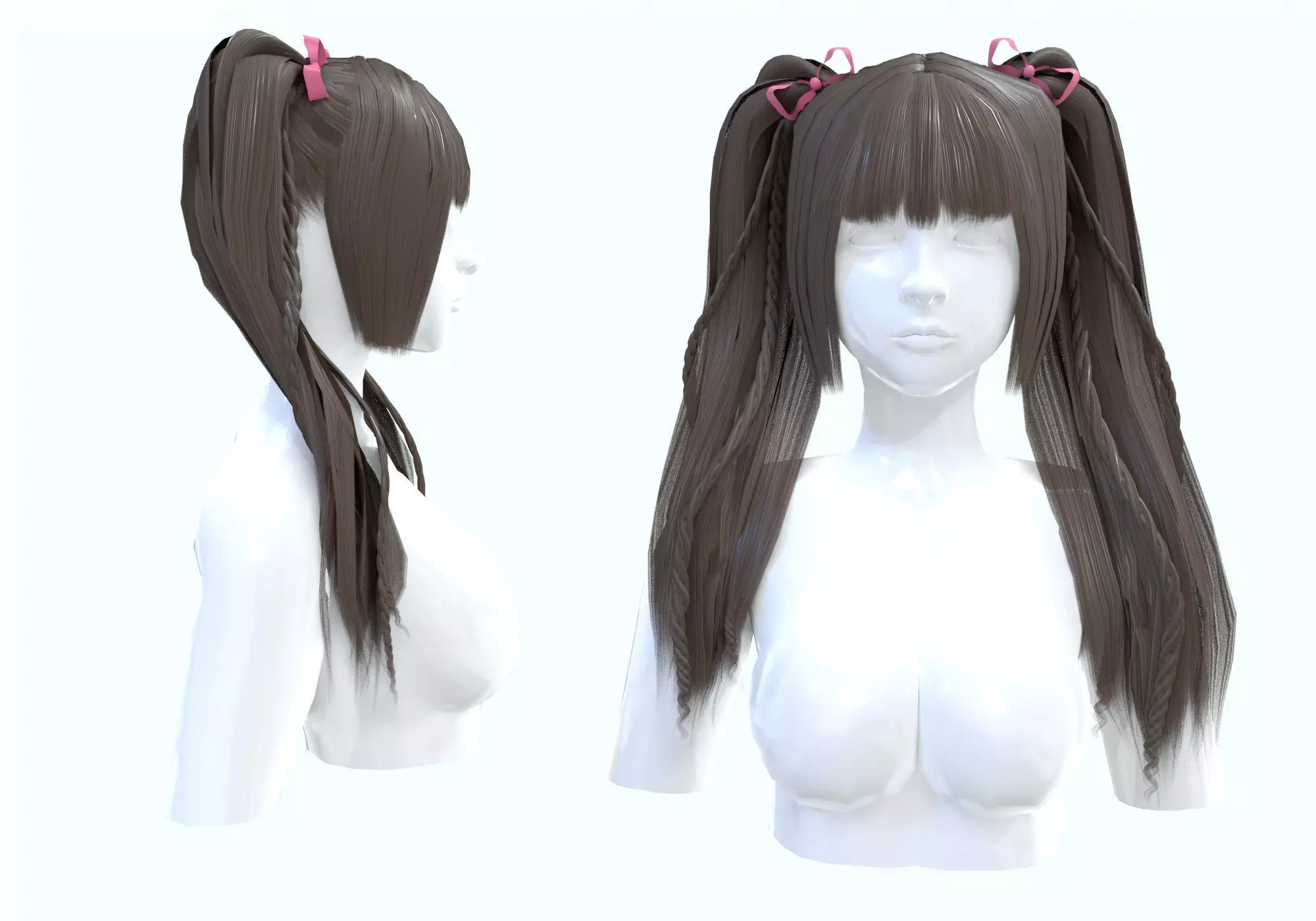 Ponytails Female Hairstyle 3D model_0