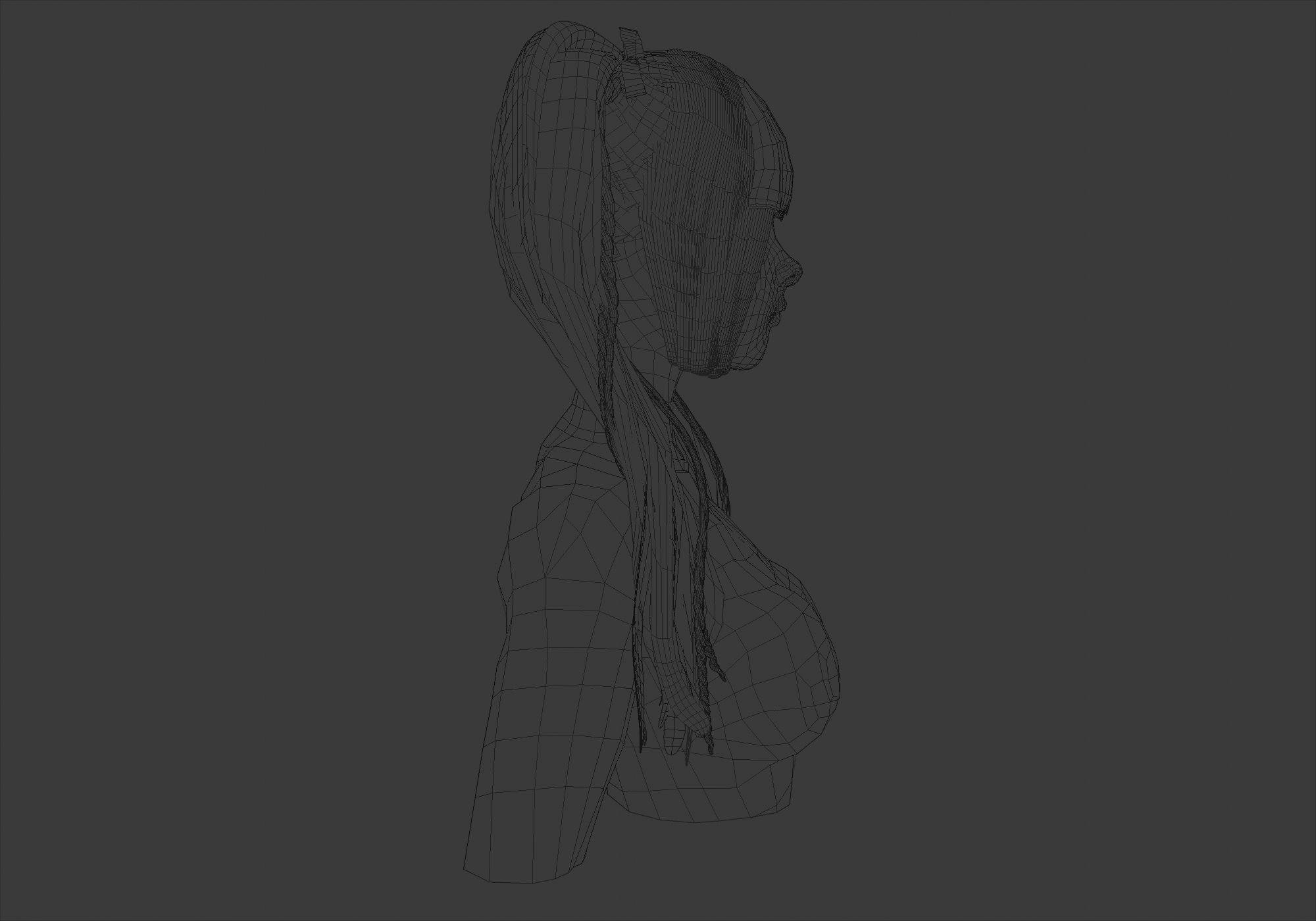 Ponytails Female Hairstyle 3D model_7