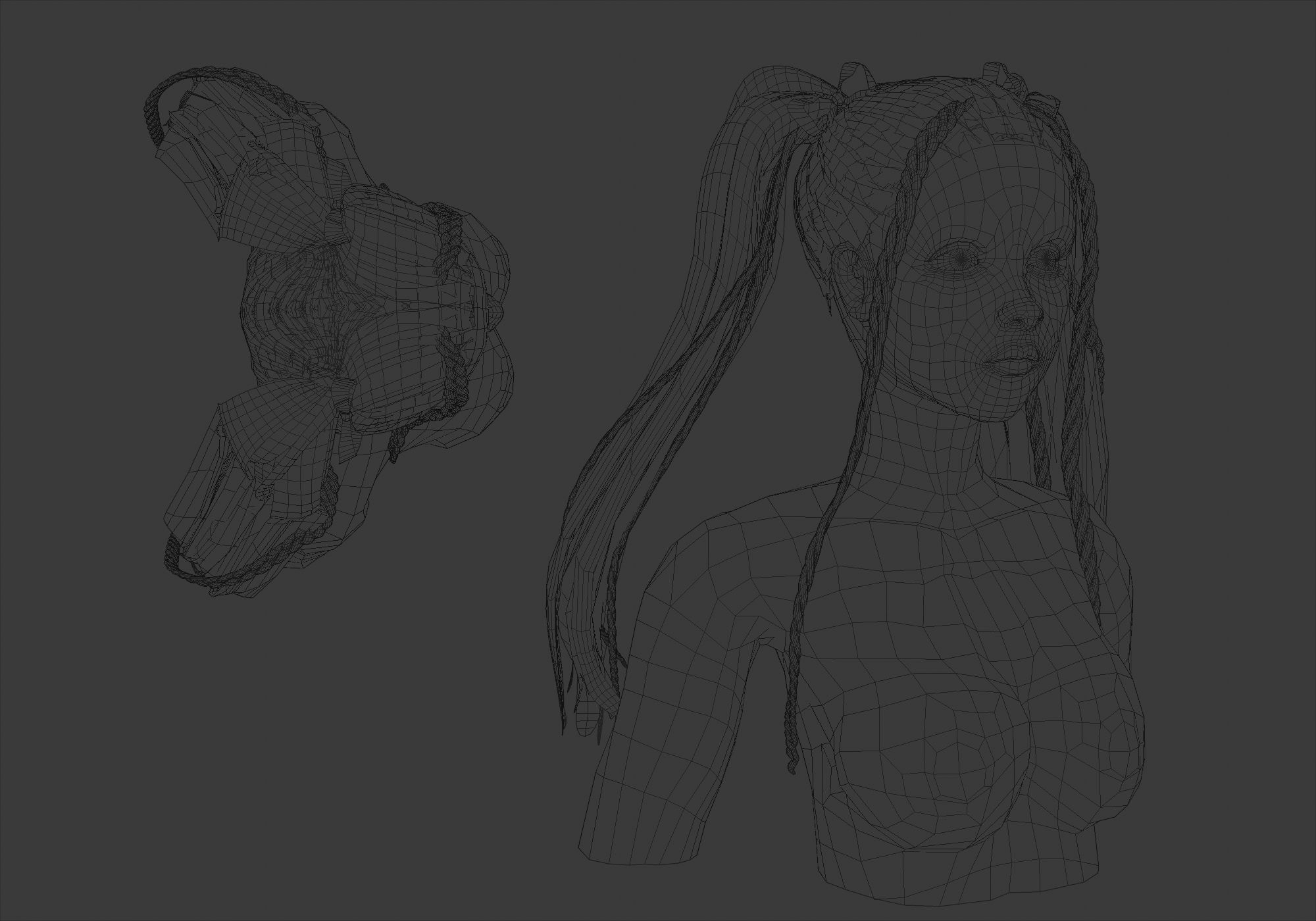 Female Stylized Hairstyle 3D model_6