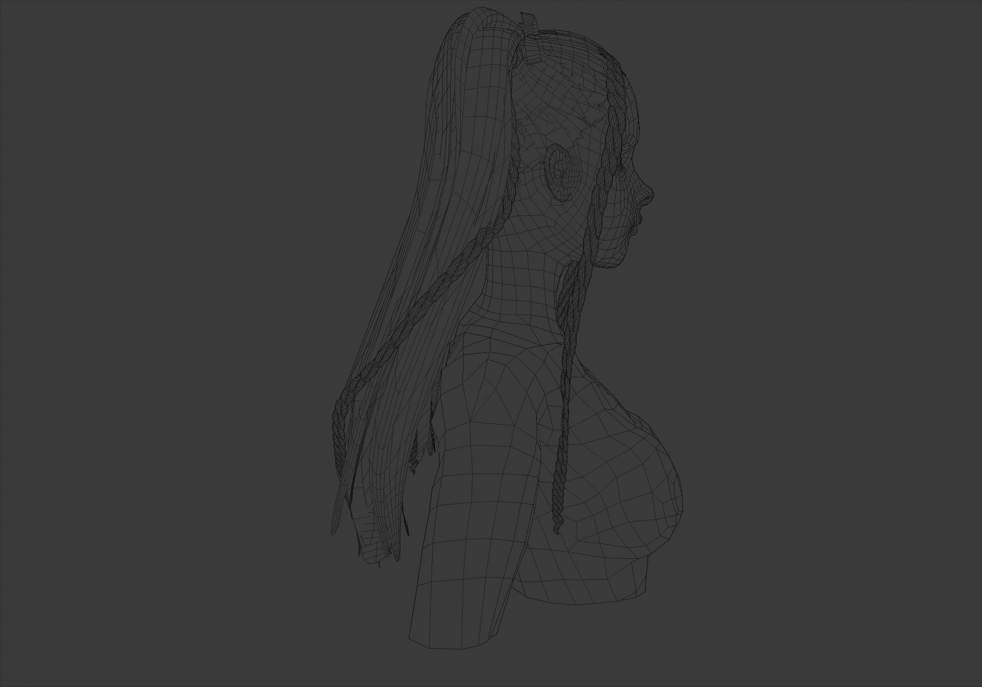 Female Stylized Hairstyle 3D model_7