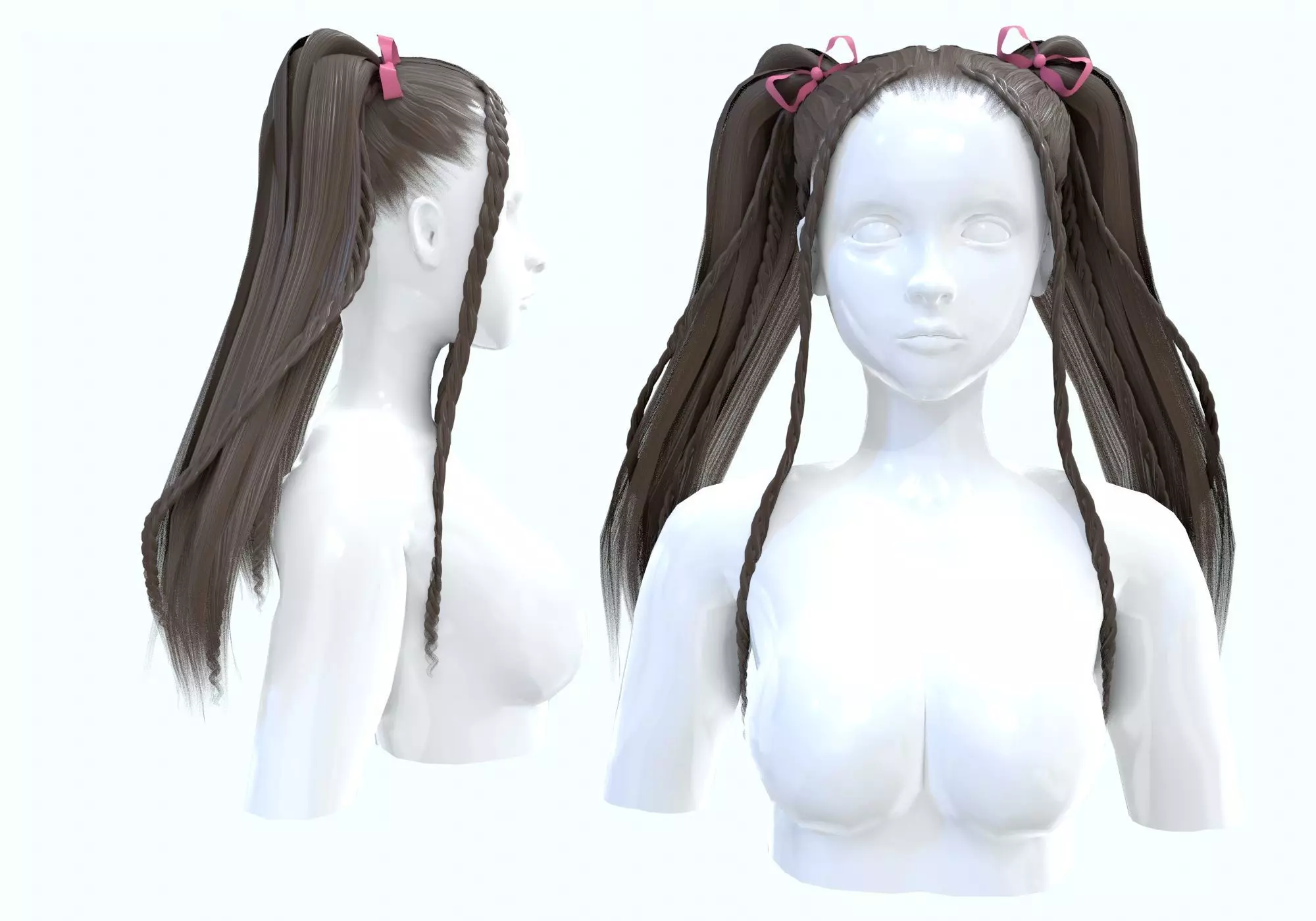 Female Stylized Hairstyle 3D model_0