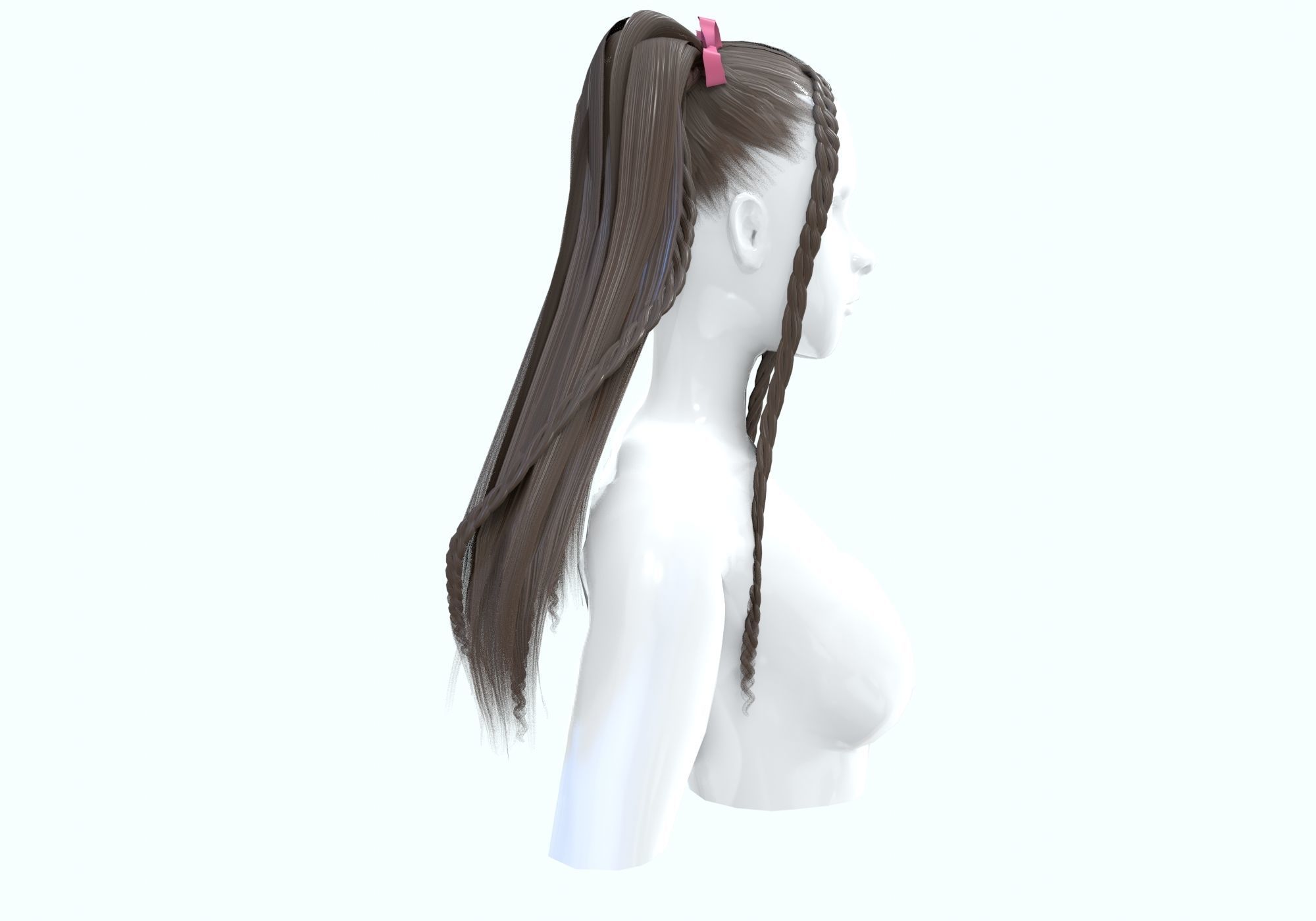Female Stylized Hairstyle 3D model_2