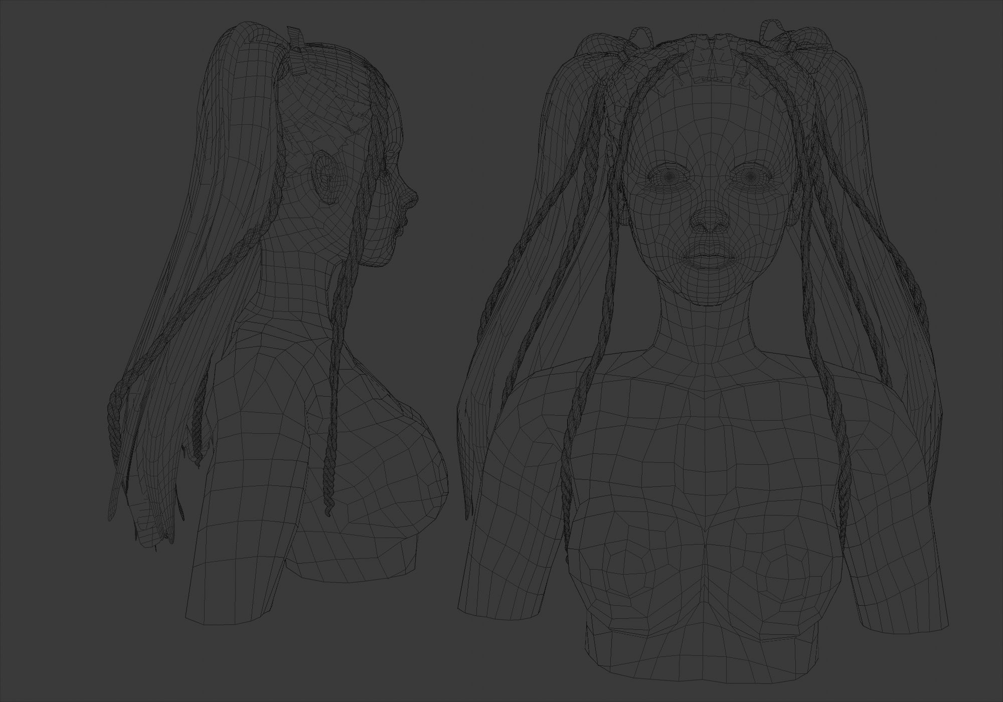 Female Stylized Hairstyle 3D model_5