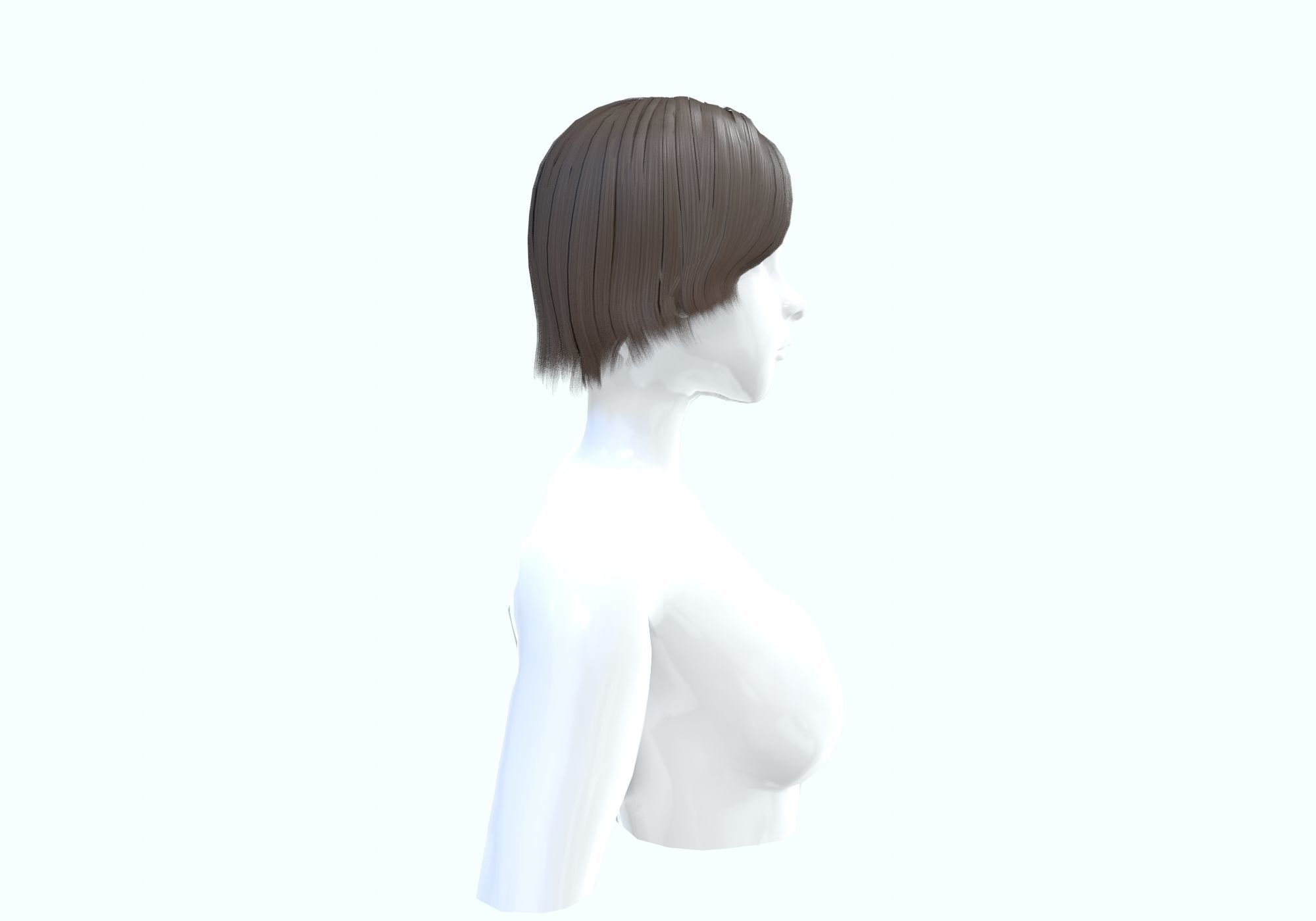 Female Short Hairstyle 3D model_2