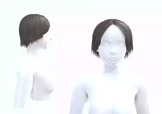Female Short Hairstyle 3D model Female Short Hairstyle 3D model