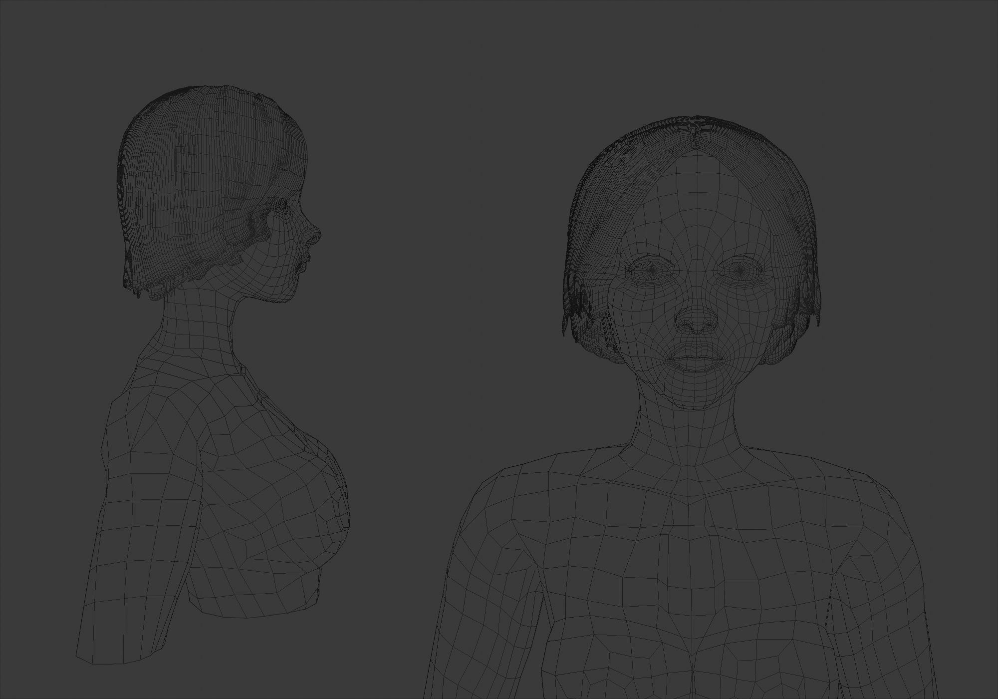 Female Short Hairstyle 3D model_5