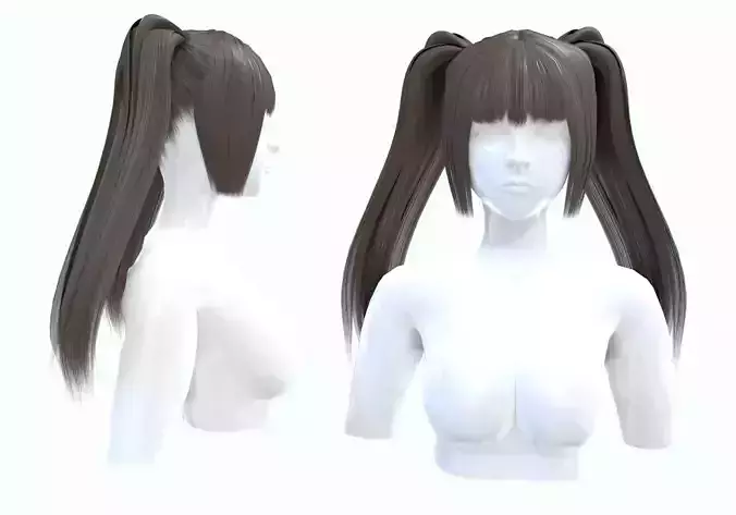 Female Bangs Hairstyle  3D model